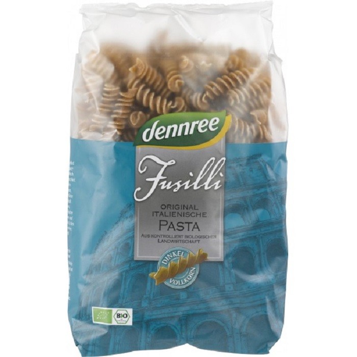 Fusilli din spelta integrala bio 500g Dennree