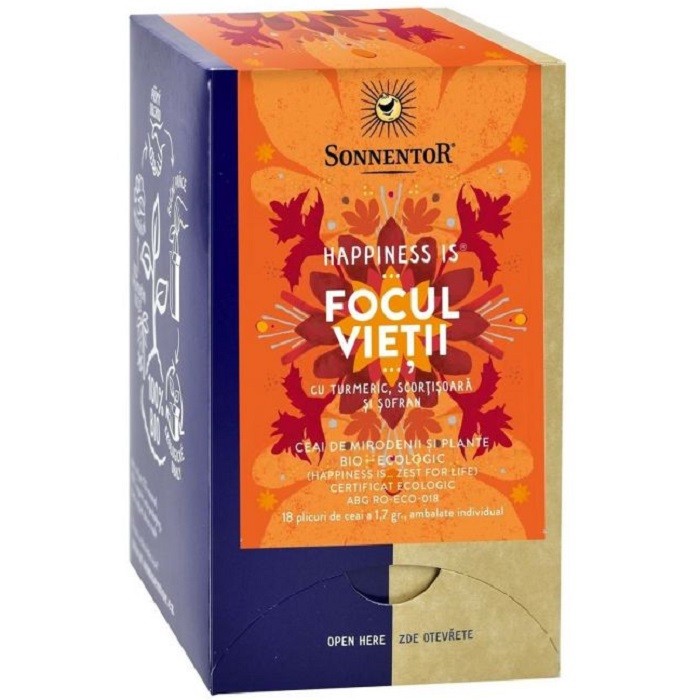 Ceai bio Happiness is… Focul vietii 18 plicuri Sonnentor
