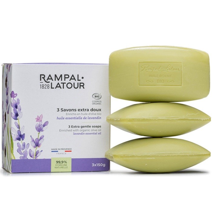 Cutie 3 sapunuri organice cu lavanda 450g Rampal Latour