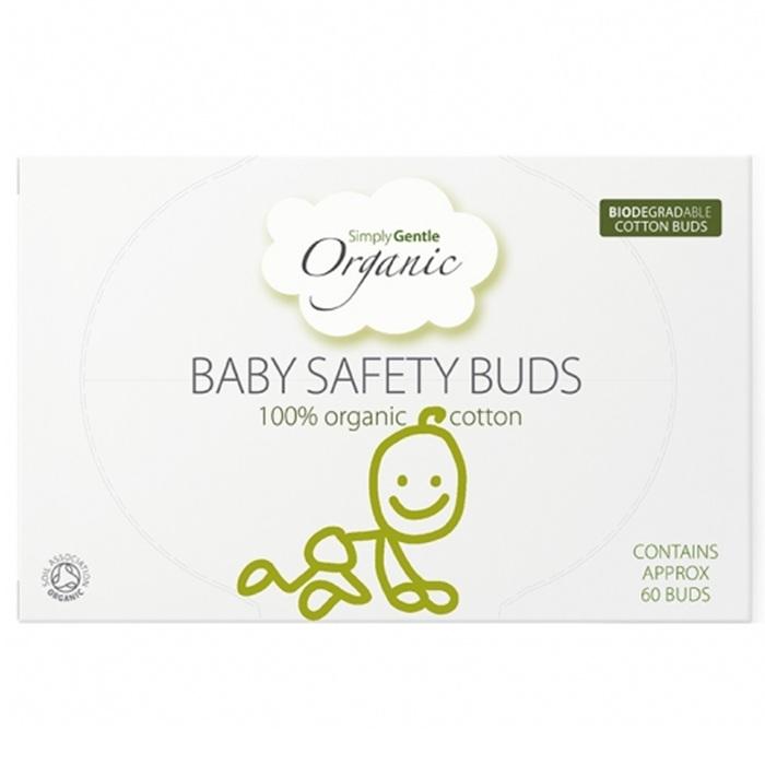 Betisoare urechi din bumbac organic cu opritor pt bebelusi 60buc Simply Gentle