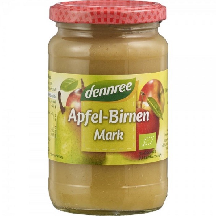 Piure de mere cu pere bio, fara zahar 360g Dennree