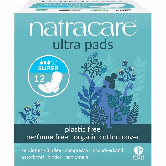 Absorbante cu aripioare din bumbac bio, Super 12 buc Natracare