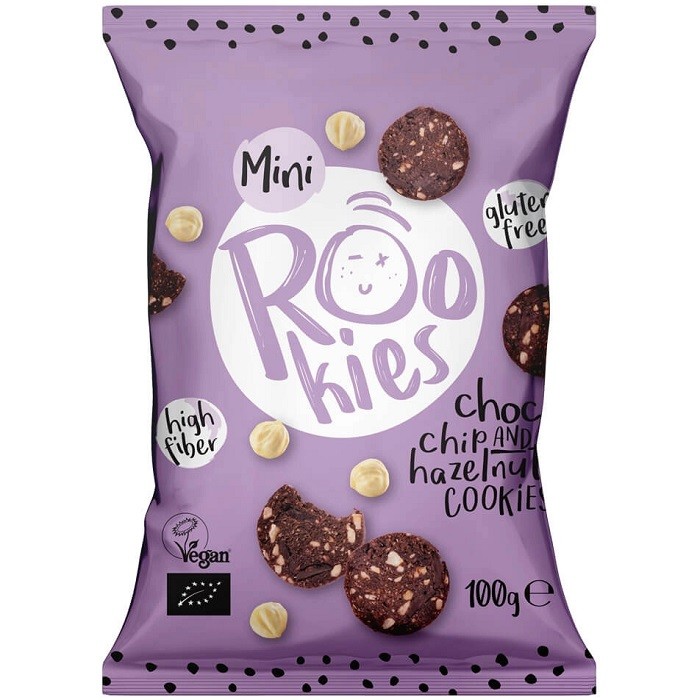 Mini cookies cu ciocolata si alune bio 100g Rookie