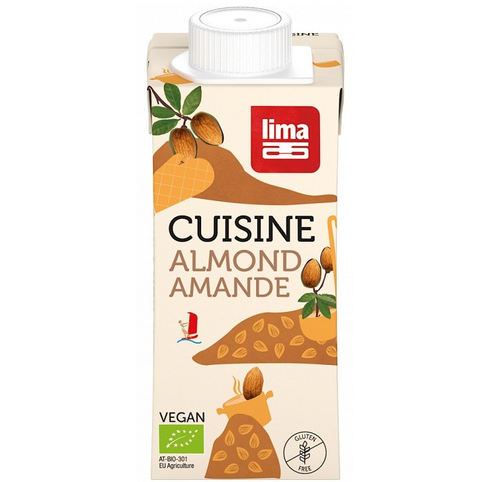 Crema de migdale bio pentru gatit, inlocuitor vegetal smantana 200ml Lima