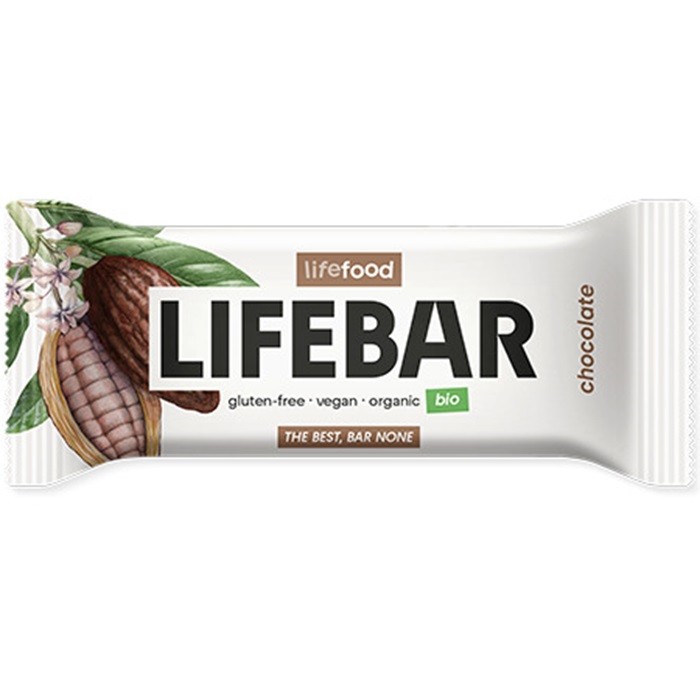 Baton cu ciocolata bio raw vegan, fara gluten, fara zahar 47g Lifebar