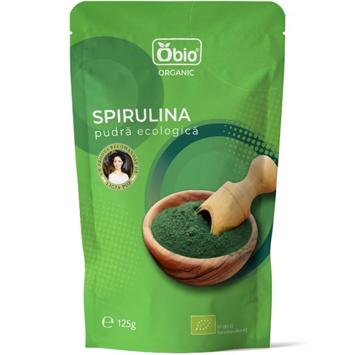 Spirulina pulbere raw bio 125g Obio