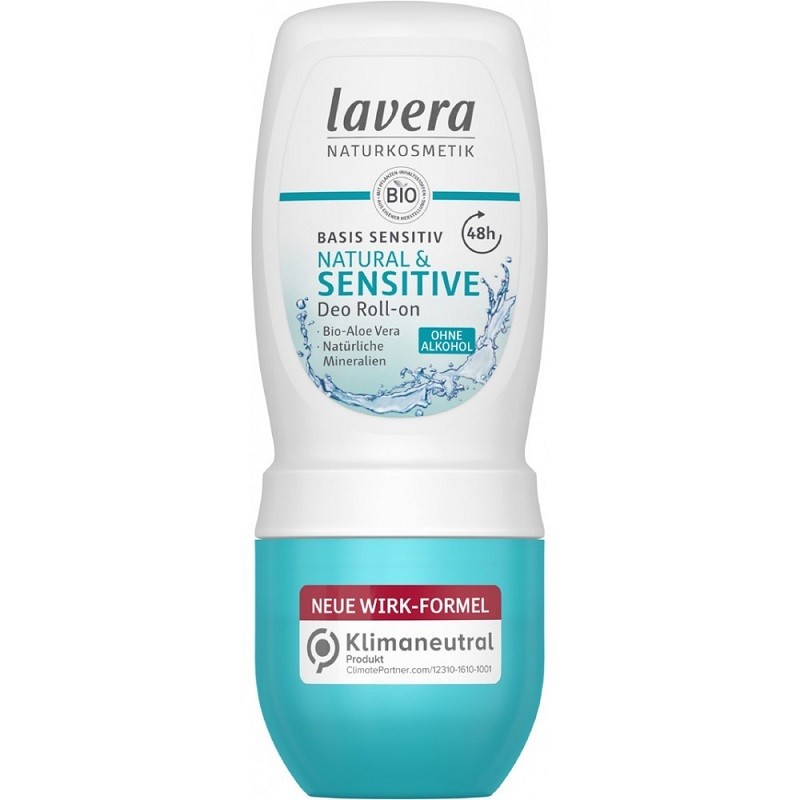 Deodorant roll-on Bio Natural & Sensitiv cu aloe vera, vegan Basis Sensitiv 50ml Lavera