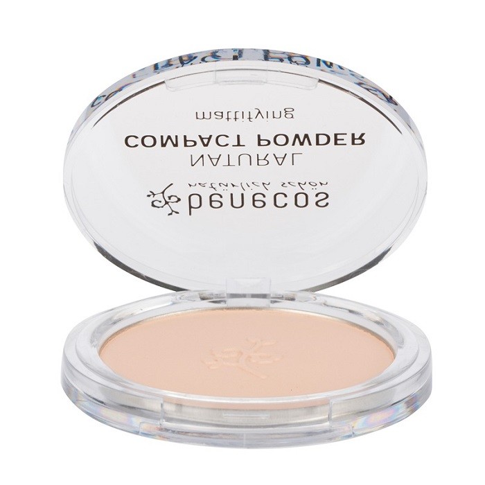 Pudra compacta matifianta pentru ten deschis, Porcelain 9g Benecos