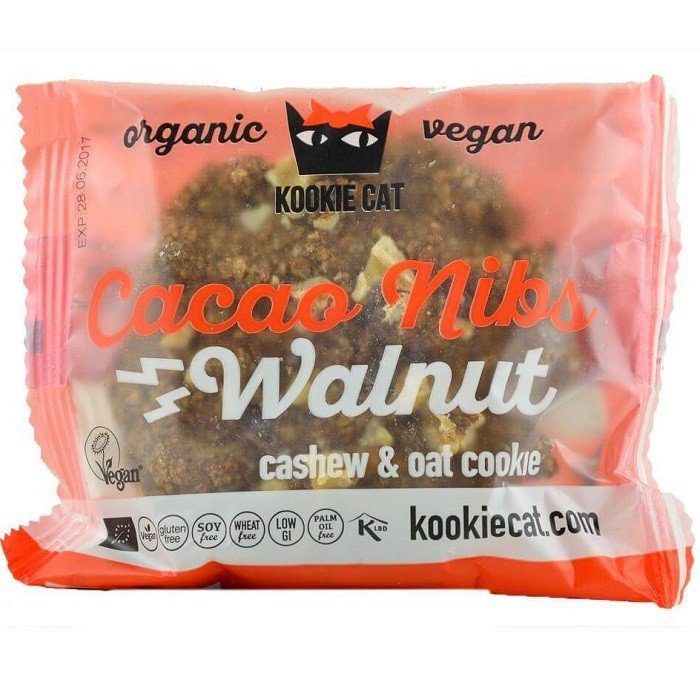 Cookie cu nuci si cacao bio vegan, fara gluten 50g Kookie Cat