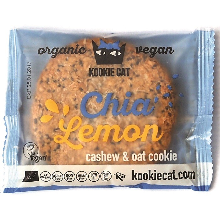 Cookie cu chia si lamaie bio vegan, fara gluten 50g Kookie Cat