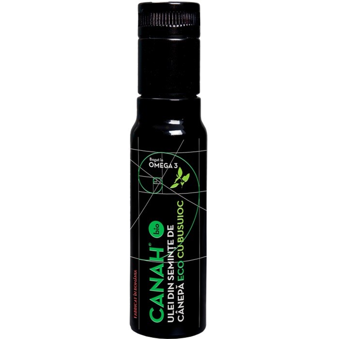 Ulei de canepa cu busuioc bio, presat la rece 100ml Canah
