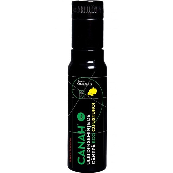 Ulei de canepa cu usturoi bio, presat la rece 100ml Canah