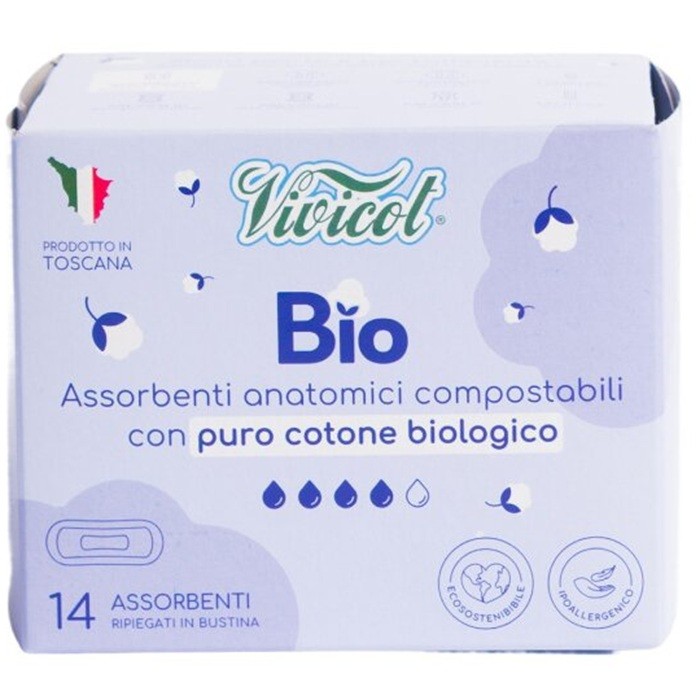 Absorbante de zi din bumbac bio, fara aripioare, hipoalergenic 14 buc Vivicot