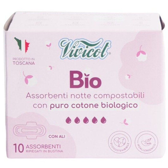 Absorbante de noapte din bumbac bio, hipoalergenic 10 buc Vivicot