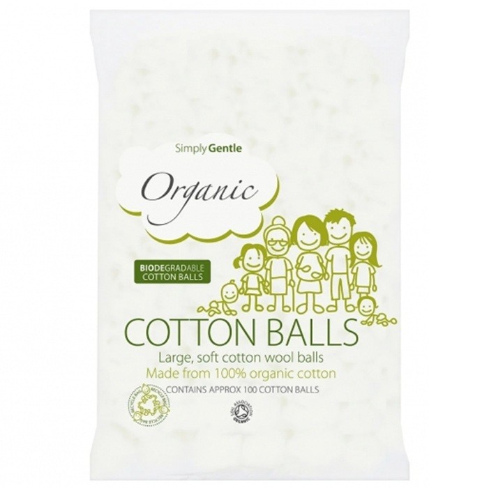 Bile de vata din bumbac organic 100 bucati Simply Gentle