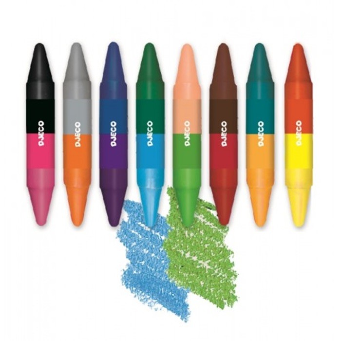 Creioane de colorat duble Djeco, 8 creioane 16 culori