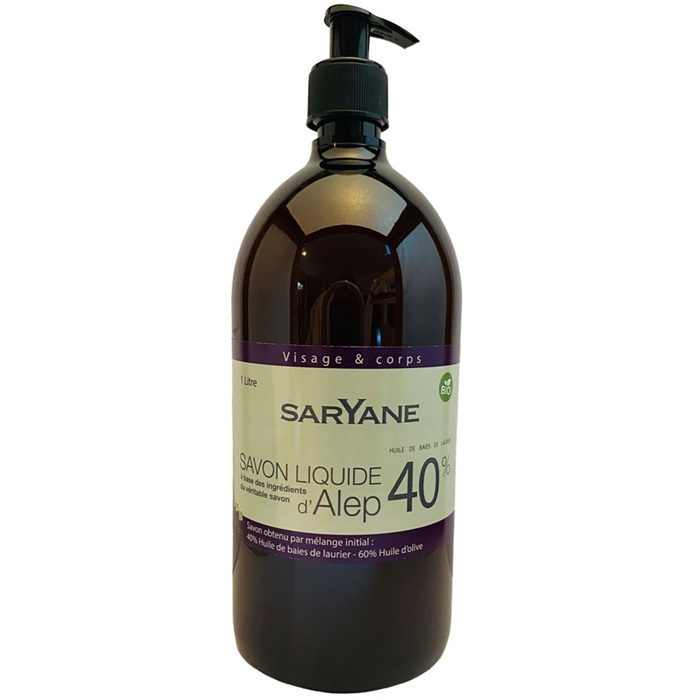 Sapun lichid de Alep, organic, 40% ulei de dafin 1000ml Saryane