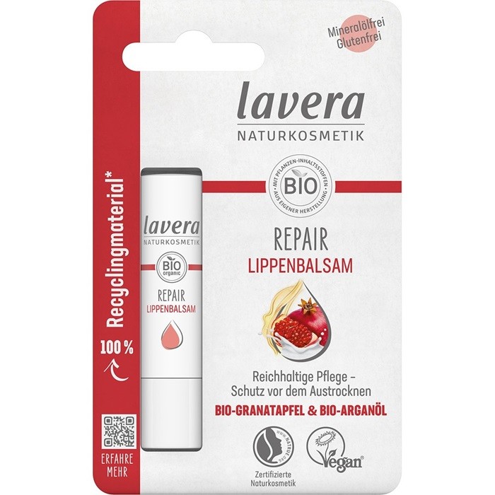 Balsam de buze bio vegan Repair, cu rodie si argan 4,5g Lavera