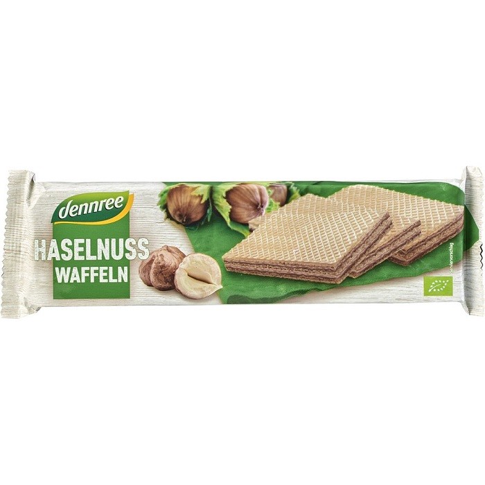 Napolitane cu crema de alune de padure bio 125g Dennree