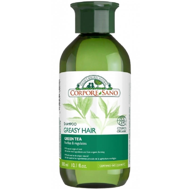 Sampon cu ceai verde si urzica, pt par gras 300ml Corpore Sano