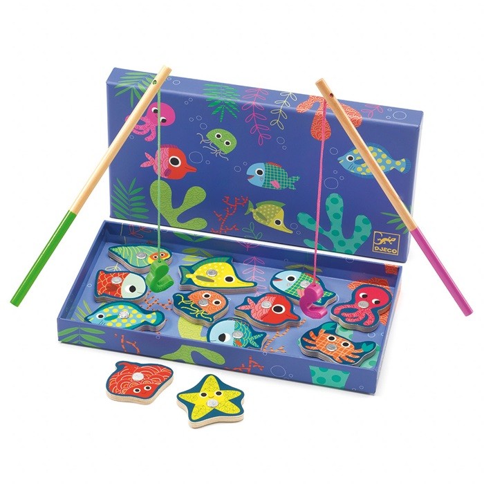 Joc magnetic de pescuit pesti colorati Djeco, de la 2 ani