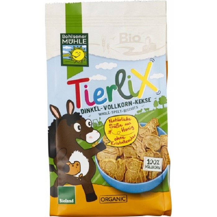 Biscuiti animalute din spelta integrala cu miere bio 125g Bohlsener Muehle