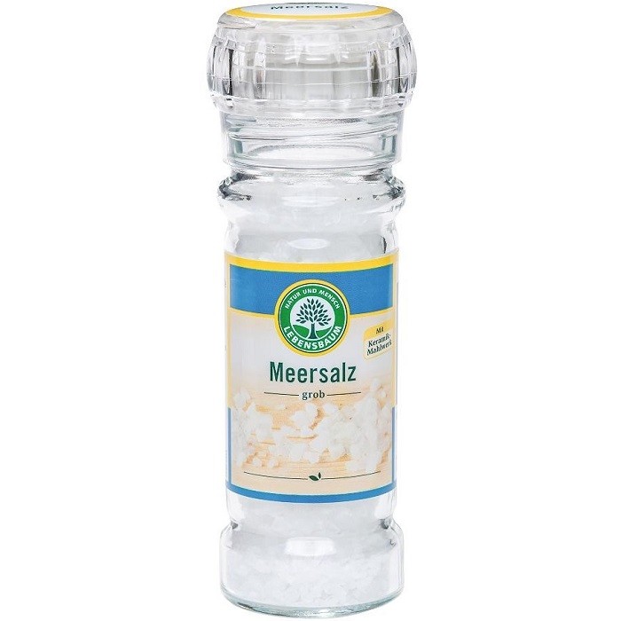 Sare de mare neiodata in rasnita de sticla 100g Lebensbaum