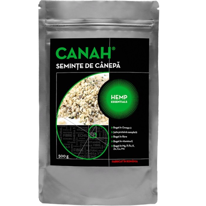 Seminte decorticate de canepa, naturale 500g Canah