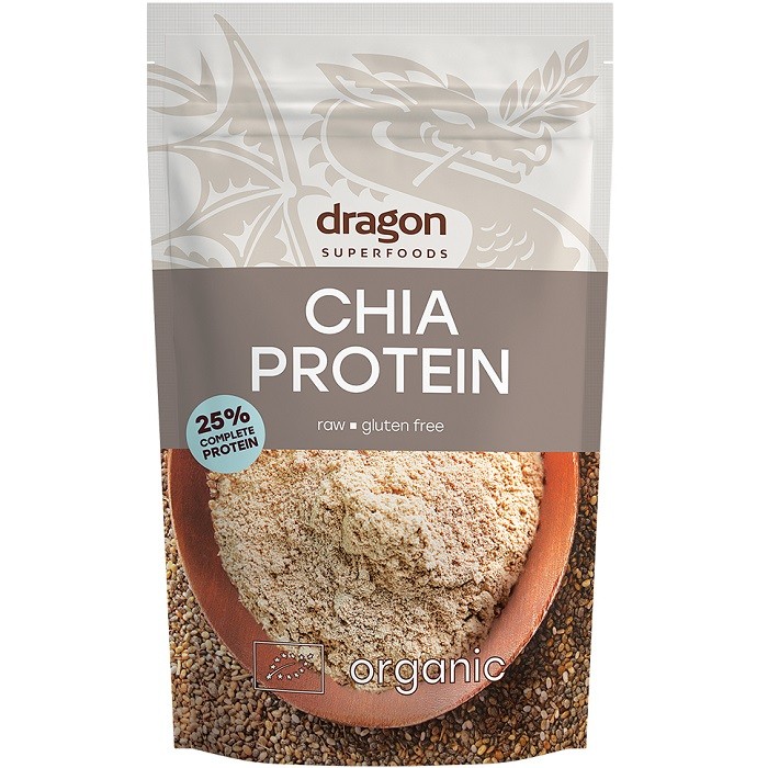 Chia pudra proteica raw bio, fara gluten 200g Dragon Superfood