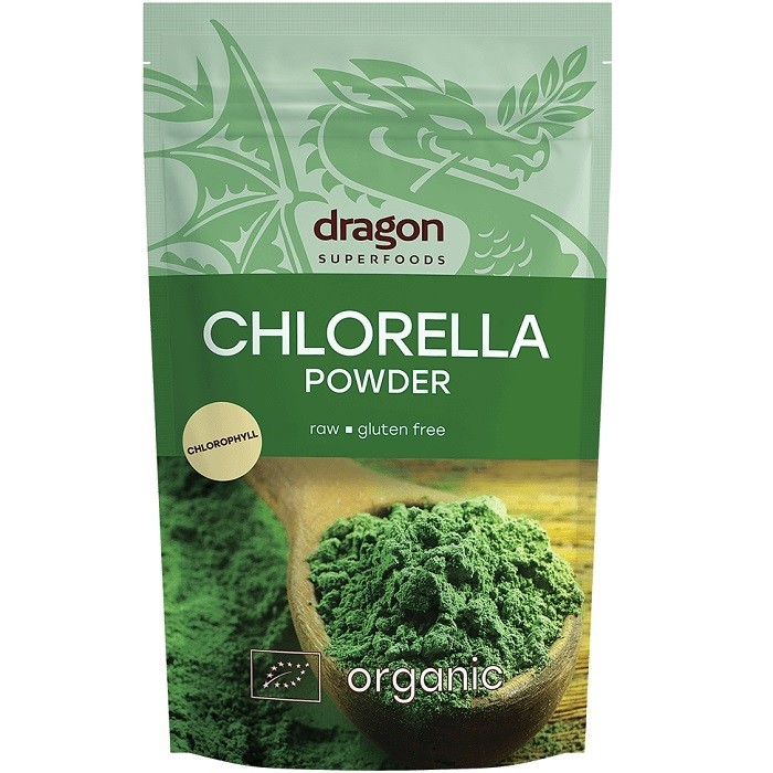 Chlorella pulbere bio, fara gluten 200g Dragon Superfoods
