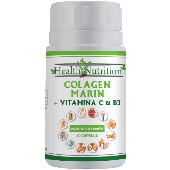 Colagen marin cu Vitamina B3 + C 60 capsule Health Nutrition