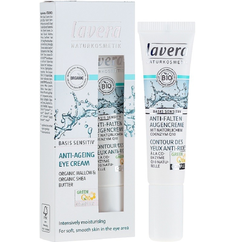 Crema antirid pt contur ochi cu coenzima Q10, bio vegan Basis Senstiv 15ml Lavera