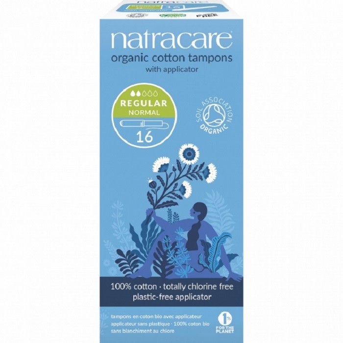 Tampoane din bumbac bio cu aplicator, Normal 16 buc Natracare