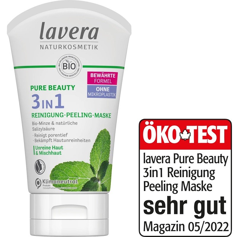 Gel de curatare purificator antiacnee, scrub si masca 3 in 1, bio vegan 125ml Lavera
