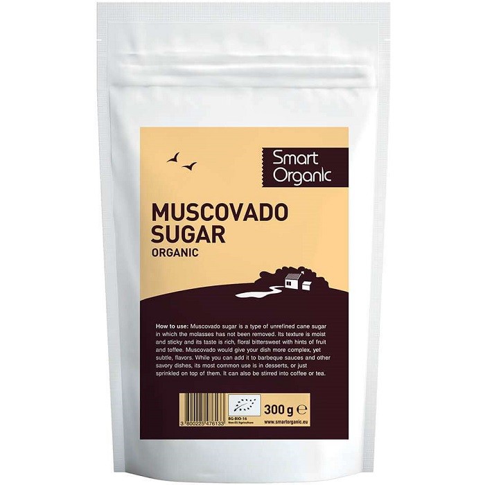 Zahar brun de trestie Muscovado bio 300g Smart Organic