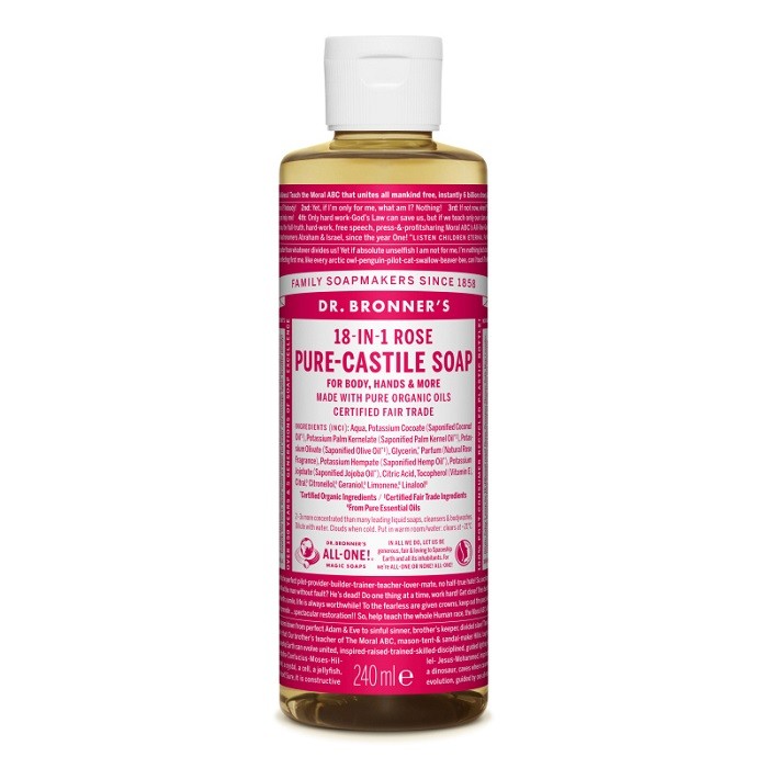 Sapun lichid bio de Castilia cu trandafiri 240ml Dr Bronner