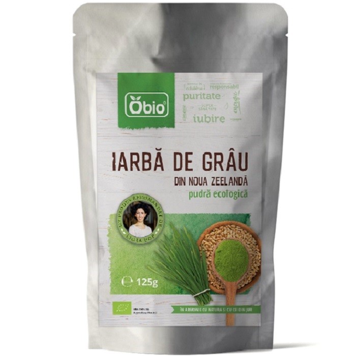Iarba de grau pulbere bio din Noua Zeelanda 125g Obio