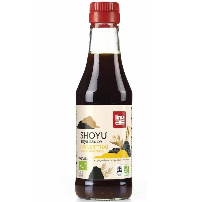 Sos de soia Shoyu Ginger Thai bio, pentru wok si marinade 200ml Lima