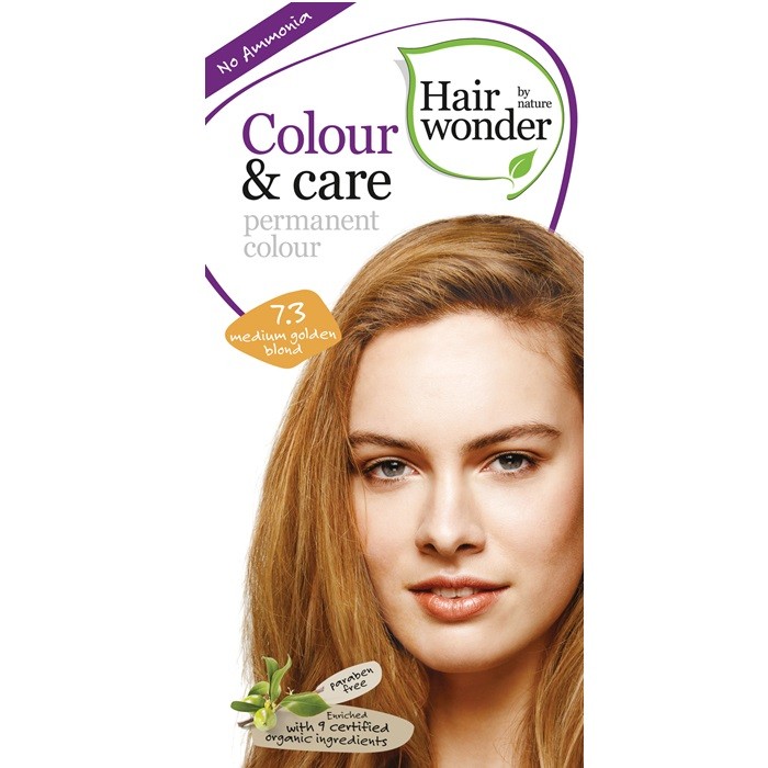 Vopsea de par fara amoniac Medium Golden Blond 7.3 Colour Care Hairwonder