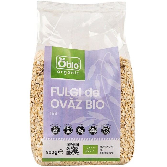 Fulgi de ovaz fini bio 500g Obio