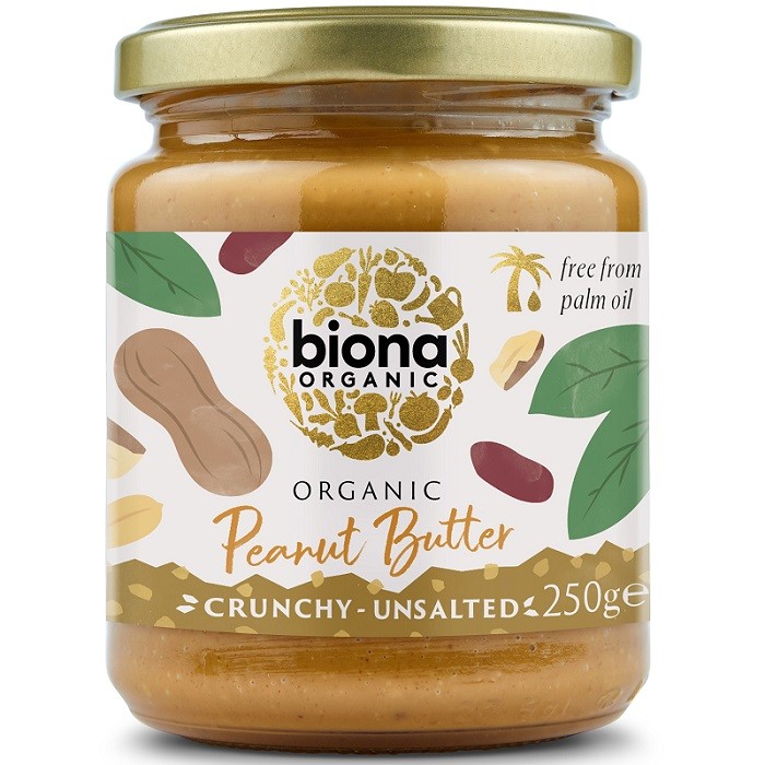 Crema de arahide crunchy bio, fara sare 250g Biona