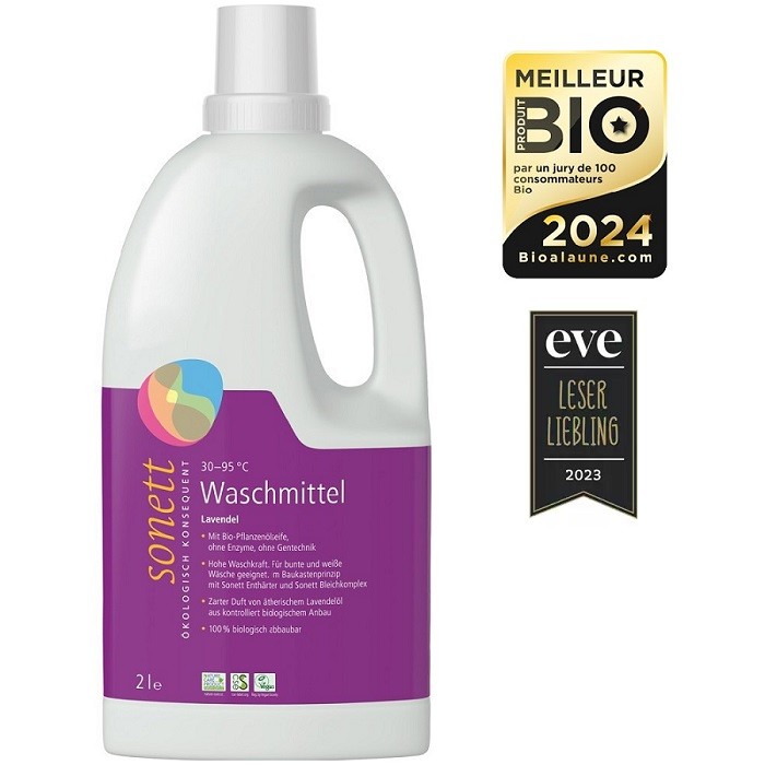 Detergent ecologic lichid pt rufe albe si colorate cu lavanda 2L Sonett