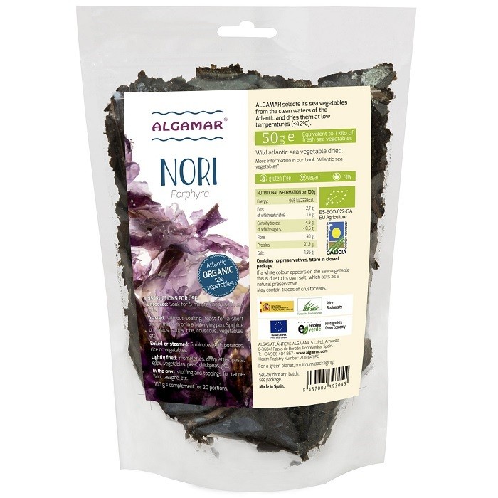 Alge nori maruntite raw bio 50g Algamar