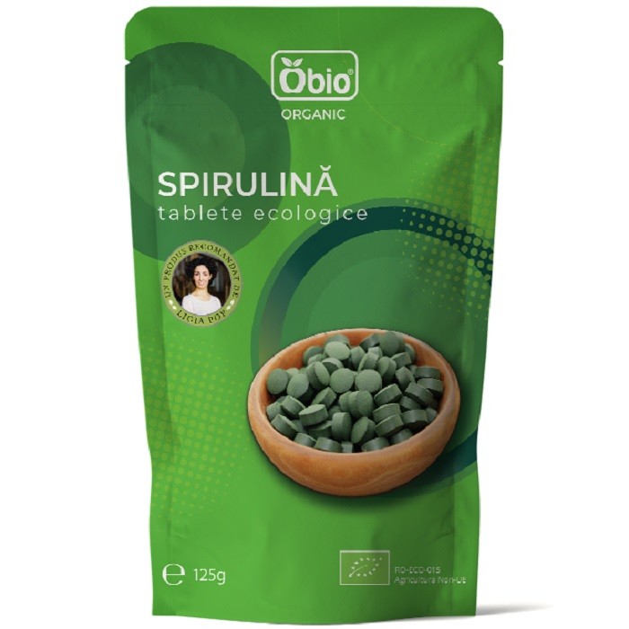 Spirulina bio organica, tablete 250 buc Obio