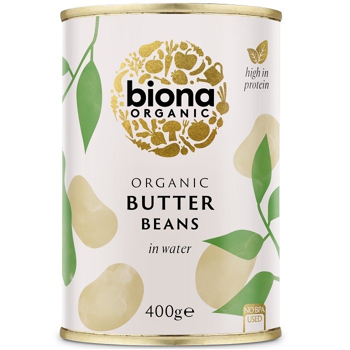 Fasole alba uriasa bio, conserva fara sare 400g Biona