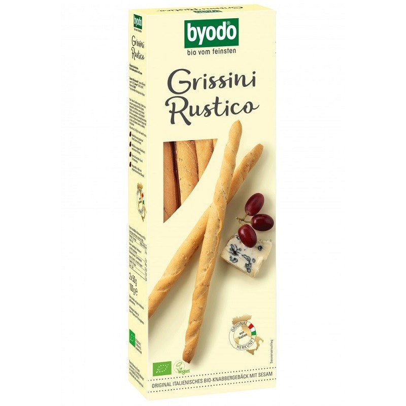 Grisine rustice cu susan si ulei de masline bio 125g Byodo
