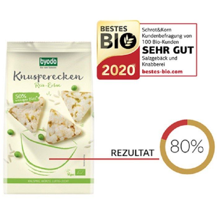 Mini Crackers din orez si mazare bio, fara gluten 90g Byodo