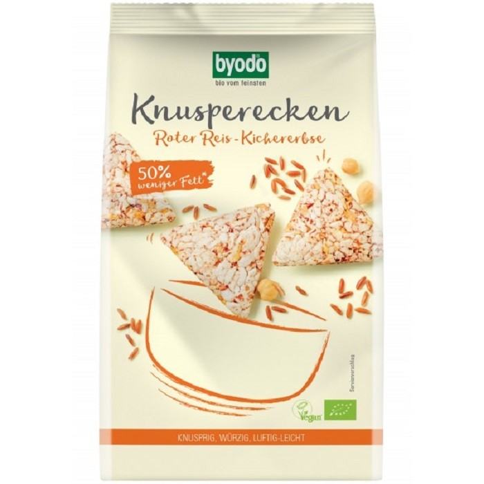 Mini Crackers din orez rosu si naut bio, fara gluten 90g Byodo
