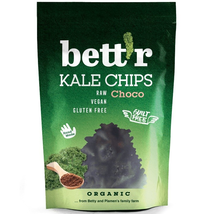 Chips din kale cu ciocolata raw bio vegan 30g Bettr