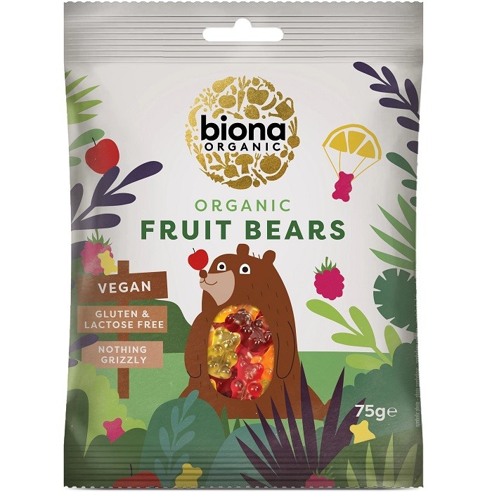 Jeleuri mini ursuleti din fructe bio vegan, fara gluten 75g Biona